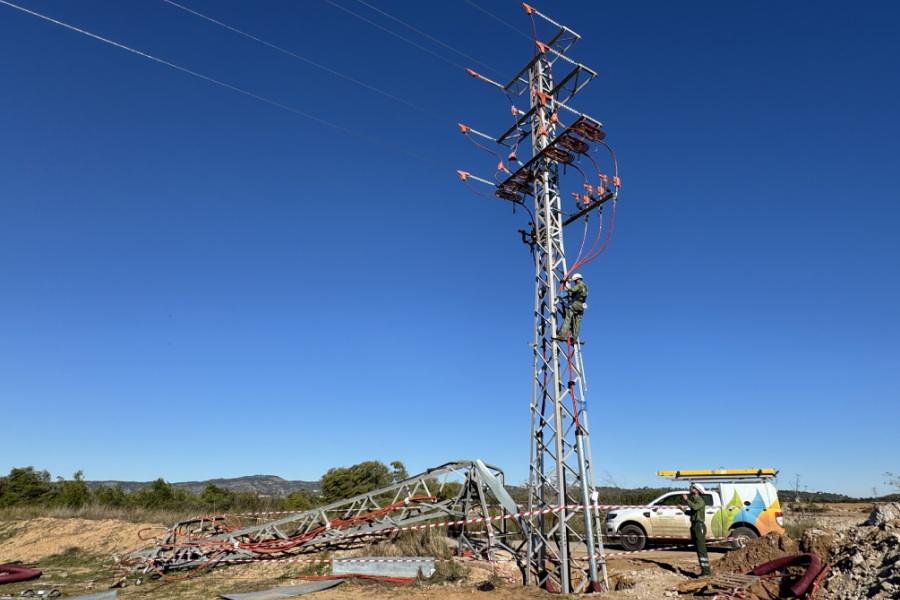 Trabajadores de Iberdrola España arreglando redes eléctricas